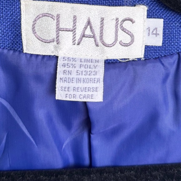 CHAUS Electric Blue Linen Blend Jacket Size 14 - Picture 3 of 3